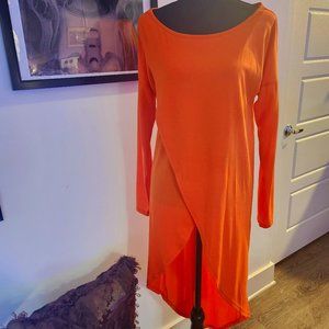 Long sleeve asymmetrical tunic /orange